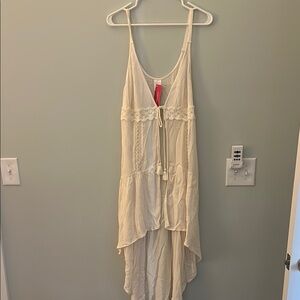 Xhilaration Cream Asymmetrical Ruffled Coverup